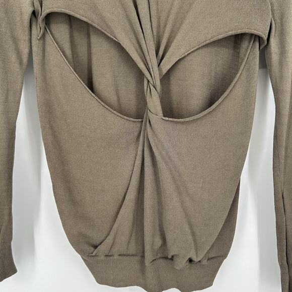 Trouve Lightweight Sweater Top Brown Open Back Semi Sheer Long Sleeve Size XS - Picture 8 of 10
